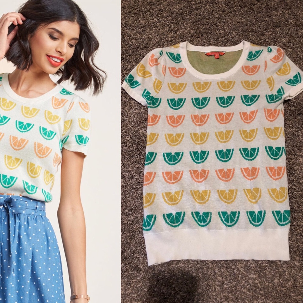 Short Sleeve Sweater in Citrus